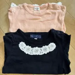 kid's zoo 90cm サーモンピンク　黒 長袖 Tシャツ　まとめ売り