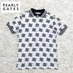 パーリーゲイツ ポロシャツ 半袖 総柄 PG ホワイト メンズ 6