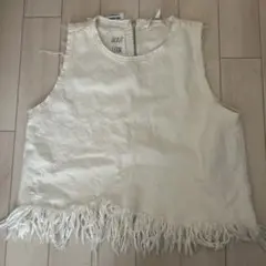 ZARA フリンジ付きアイボリーベスト