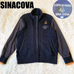 美品✨SINACOVA ドライバーズニット ワッペン 切替 ジップアップ