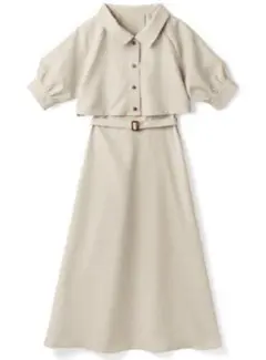 ショート丈ジャケットXベルト付きジャンパースカートセットアップ[tg557a]