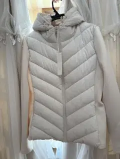 ZARA コントラストパフジャケット ホワイト　大きいサイズ　XL