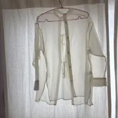 ホワイト シースルー 長袖シャツ