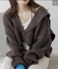 Kastane カスタネ　襟付きクロップドカーディガン