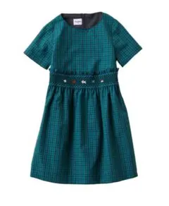 ファミリア　半袖ワンピース120 青チェック