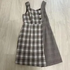 チェック柄 ノースリーブ ひざ丈ワンピース