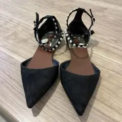 ZARA パール付き　パンプス　ミュール