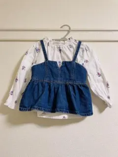 apres les cours デニムビスチェ＆花柄チュニックセット 90cm