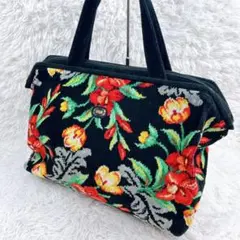 【希少】FEILER　大型　ボストンバッグ　大容量　ブラック　花柄 FEILER ボストンバッグ （レア）花柄 シュニール織 ブラック - メルカリ