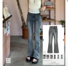 GRL セミフレアデニムパンツ ブルー