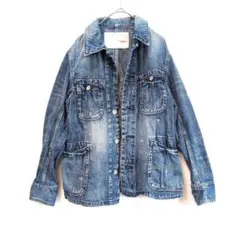 デニムブルー カバーオールジャケット コットン100% サイズ38