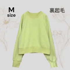 裏起毛 レモンイエロー トレーナー 黄色 スウェット ショート丈