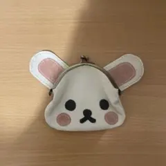 ハンドメイド　全て本革　ウサギの顔型がま口財布 赤いハート付き　新品