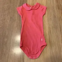 プチバトー ピンク 襟付き半袖ボディ　ロンパース 12m/74cm