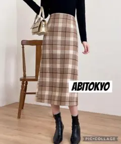 ABITOKYO バックスリット　チェック　スカート　タイト　アビトーキョーのサムネイル