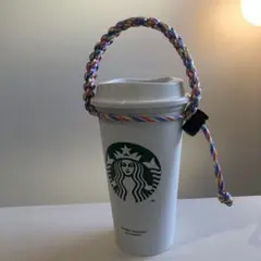ハンドメイド　パラコード　ドリンクストラップ　レインボー柄