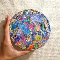 《ぱれっと④》油絵 油彩画 海 風景画 直径15cm
