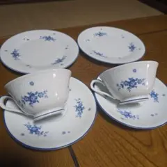 ノリタケNoritakeブルーフラワー カップ&ソーサー&お皿ペアセット