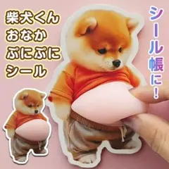 ≪年末限定価格≫おなか ぷにぷに シール 柴犬 3D 立体 ステッカー 1枚