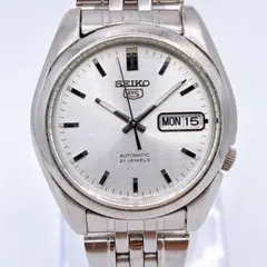 SEIKO 5 自動巻き 7S26-01V0 裏スケルトン シルバー文字盤