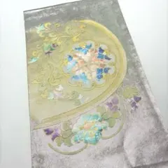 m1012 螺鈿細工　唐花　正絹　袋帯