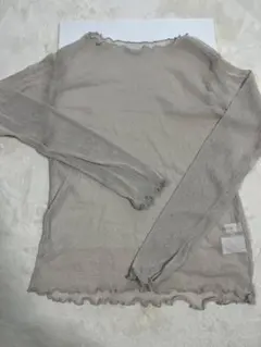 最終値下げ！ラメチュールシアーシャツ ピンクベージュ M 長袖 Tシャツ