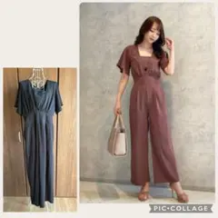 【S】リップサービス　ブラック フレアスリーブ オールインワン