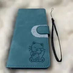 Xiaomi Mi 12 4G/5G手帳型スマホケース　招き猫　ターコイズブルー