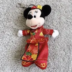 香港ディズニー　ミニー　ぬいぐるみキーチェーン　チャイナ服