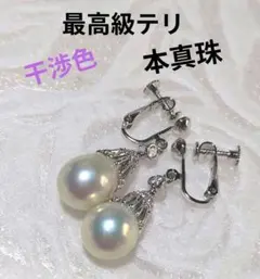 最高級テリ✨ パール イヤリング ドロップ型 シルバー 結婚式　本真珠