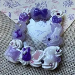 ホイップデコ　硬質トレカケース　紫　ウサギ　クマ　ネコ　ハンドメイド