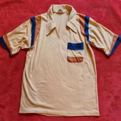 70sヴィンテージ レトロ配色 スキッパー ポロシャツ USA古着 レアのサムネイル