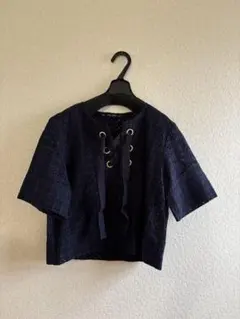 【お値下げ】ZARA BASIC ネイビー 半袖 トップス