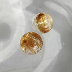 天然石 タイチン ルチル クォーツ 153s 粒売り ２粒セット 5.9mm