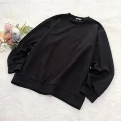 【ジーユー】GU メンズ ダブルフェイスプルオーバー(長袖) ブラック L