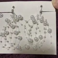 ホワイトパール風ビーズ ロングイヤリング⭐︎プロフィール必読⭐︎