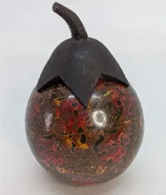 世界に一点物】天然ひょうたん置物 研ぎ出し変わり塗 自然木栓 縁起物