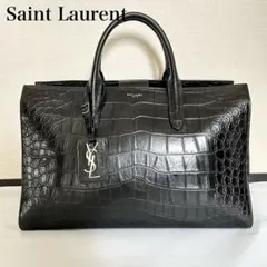 ■美品■サンローラン　ハンドバッグ　カバリヴゴーシュ　クロコ型押し　ブラック