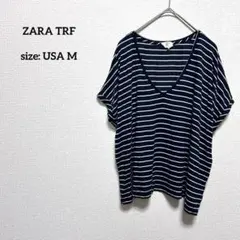 ザラTRF オーバーサイズ カットソー ショート丈 ドルマン ボーダー ゆったり
