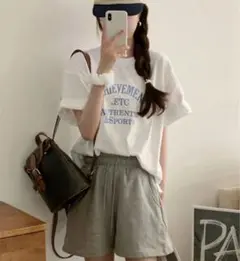 グラフィックTシャツ ブルー 水色 S