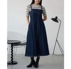 【AZUL by moussy】AZULDENIMダブルウエストキャミワンピースのサムネイル
