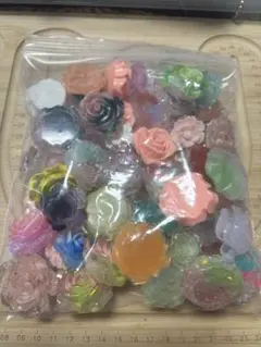 キラキラフラワーパーツまとめ売り 約400g レジン 薔薇 リース素材 夜光あり