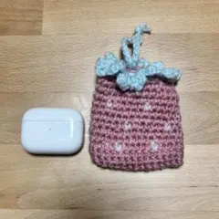 ハンドメイド いちごモチーフ ポーチ 巾着