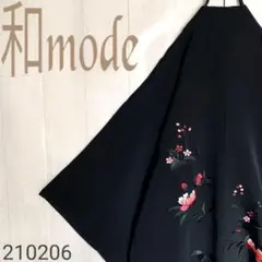 黒絵羽織 刺繍 花柄 余白が美しい和モード 絵羽織 羽織 着物 モード 一点物