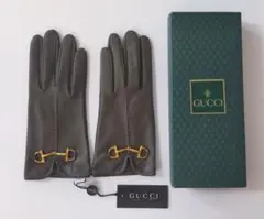 【未使用品】GUCCI レザー手袋 ブラウン　ホースビット　ゴールド金具 2026年最新】GUCCI カラー：ブラウン系 手袋・アームカバーの人気