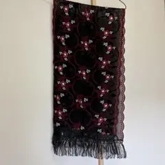 花柄刺繍 シアー ストール フリンジ付きのサムネイル