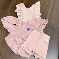 80 ピンク トレーナー オーバーオール 3点セット