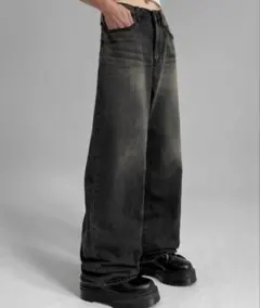 BLACKUP ノバンウォッシングワイドデニム