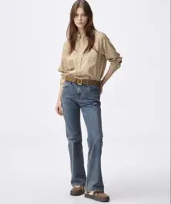 gu スリムフレアジーンズ　丈短め　xs