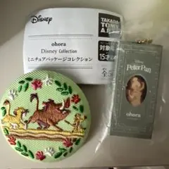 刺繍缶バッジとDisney ohora ミニチューパッケージコレクションセット